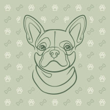French Bulldog Decorative Line Art Pattern