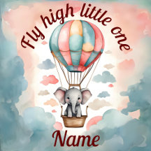 Cute Elephant in a Hot Air Balloon Nursery Decor