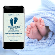 Footprint Newborn Baby Boy/Girl Aqiqah Invitation