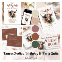Taurus Zodiac Sign Watercolor Bull Birthday Suite