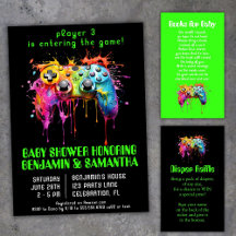 Video Game Gamer Neutral Baby Shower