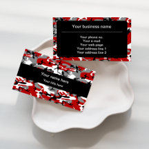 Red and Gray Camouflage Business Cards Collection