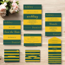 Modern Chic Green And Gold Stripes Luxury Wedding