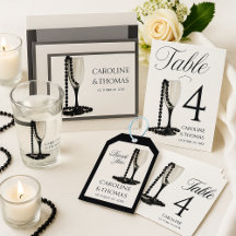 Black & White Pearl Champagne Glass Wedding