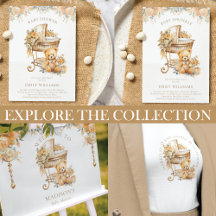 Beige & Gold Bassinet Baby Shower