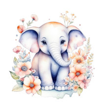 Baby Elephant Floral Girl's Baby Shower