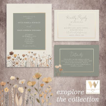 Wildflower Sage Green Wedding Invitation Suite