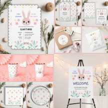 Cute Floral Tiny Hopper Bunny Baby Shower 