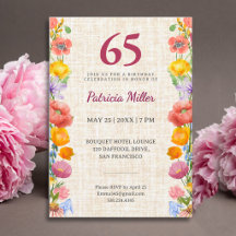 65th Birthday Linen 65 Years Garden Party