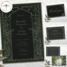 Sage Black Vintage Botanical Trellis Arch Wedding