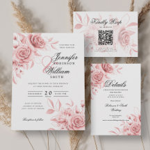 Elegant Script Wedding Blush Floral Set