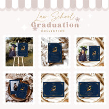 Law School Graduation Modern Navy Blue Gold