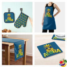 Aloha Pineapple Teal Kitchen Decor