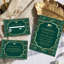 Emerald and Gold Elephant Indian Wedding