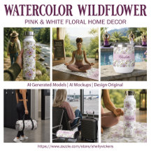 Pink White Watercolor Wildflower Yoga Accessories