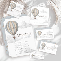 Adventure Awaits Hot Air Balloon Boy Baby Shower
