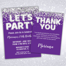 Purple  and Silver Kids Birthday Party Supplies