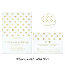 Modern White & Gold Polka Dots Wedding