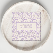Modern Lavender Botanical Leaves Swirl Pattern