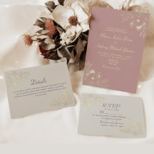 Dusty Rose and Beige Floral Wedding Suite