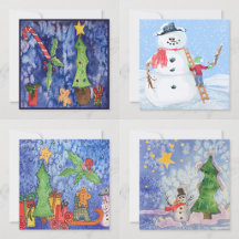 Greeting Post Cards With Christmas Themed Designs 