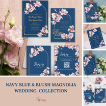 Navy Blue & Blush Magnolia Elegant Wedding