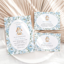 Bunny and Blue Flowers Baby Shower Collection