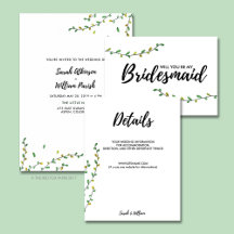 Simple Greenery Wedding Invitation Set