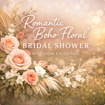 Romantic Boho Floral Bridal Shower Invitation
