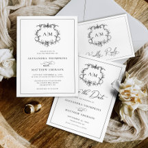 Vintage Baroque Floral Crest Victorian Wedding