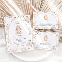 Baby Bunny and Pink Flowers Baby Shower Collection