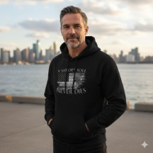 A Sailor's Soul Never Dies American Flag Skull Tee