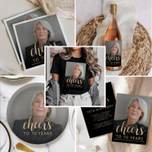 Custom Photo Cheers 70th Birthday Party