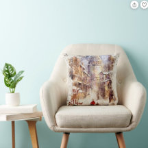 Watercolor Textured Monogrammed Pillow