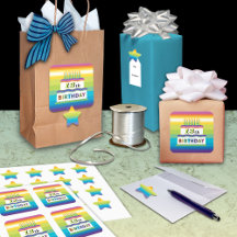 Birthday Cake With Stars And Rainbow Stripes 