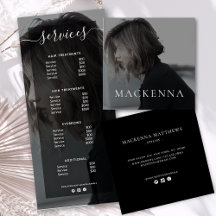 Modern Minimalist Photo Business Cards Price Lists