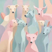 Dog Pattern Pastel Colors Minimalist Illustration