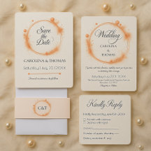 Elegant Peach Sparkle Wedding Script Calligraphy 