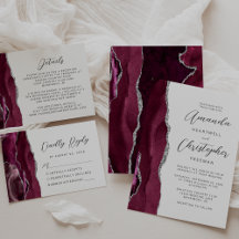 Agate Burgundy Silver White Wedding Suite