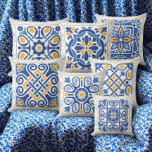 Mediterranean Charm: Elegant Blue & Gold Floral 