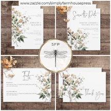 Rustic Delicate Tan Fall Wildflowers Wedding
