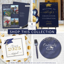 Navy Blue Graduation Stationery and Party Supplies