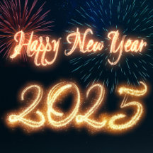 Sparkling Happy New Year 2025 Fireworks