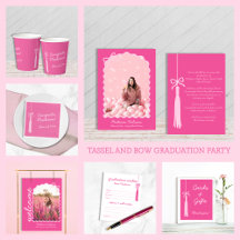 Coquette Tassel & Bow Chic Pink Graduation Party