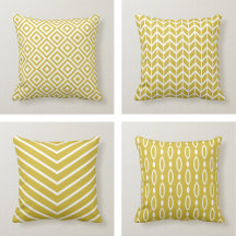 Mustard Yellow & White Throw Pillows