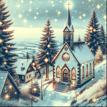 Pretty Church in the Winter Scenes Christmas