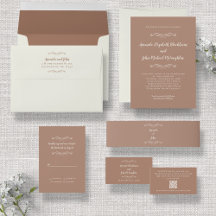 Mocha Brown Wedding Invitation Suite