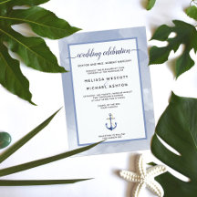 Nautical Watercolor Wedding Event Invitation Suite