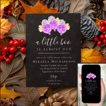 A Little Boo Dark Halloween Floral Baby Shower