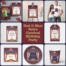 Red and Blue Retro Carnival Birthday Theme